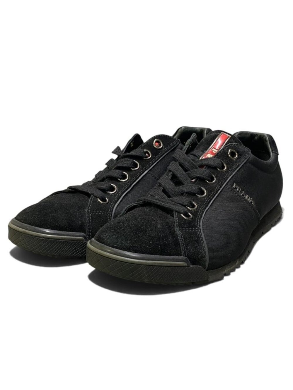 Prada Sports Side Metal Logo Sneakers Black Shoes